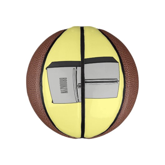 ドアフランスの冷蔵庫の漫画イラストレーション ミニバスケットボール (縦)