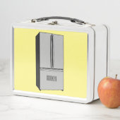 ドアフランスの冷蔵庫の漫画イラストレーション メタルランチボックス (インサイチュ)