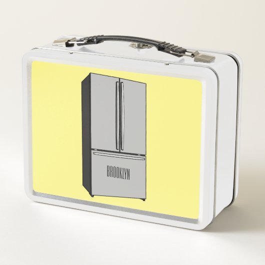 ドアフランスの冷蔵庫の漫画イラストレーション メタルランチボックス (裏面)