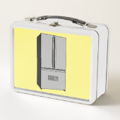 ドアフランスの冷蔵庫の漫画イラストレーション メタルランチボックス (正面)