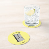 ドアフランスの冷蔵庫の漫画イラストレーション ラウンドペーパーコースター (インサイチュ)