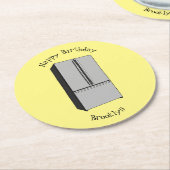 ドアフランスの冷蔵庫の漫画イラストレーション ラウンドペーパーコースター (アングル)