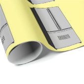 ドアフランスの冷蔵庫の漫画イラストレーション ラッピングペーパー (ロールコーナー)