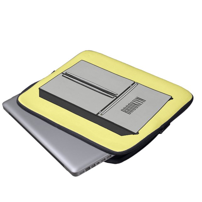 ドアフランスの冷蔵庫の漫画イラストレーション ラップトップスリーブ (正面下部)