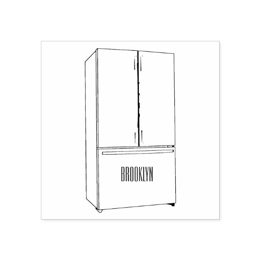 ドアフランスの冷蔵庫の漫画イラストレーション ラバースタンプ (インプリント)