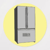 ドアフランスの冷蔵庫の漫画イラストレーション ラベル (デザイン2)