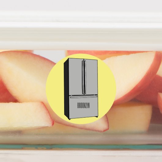 ドアフランスの冷蔵庫の漫画イラストレーション ラベル (貼付)