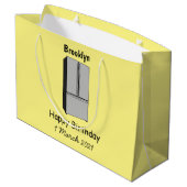 ドアフランスの冷蔵庫の漫画イラストレーション ラージペーパーバッグ (裏面アングル)