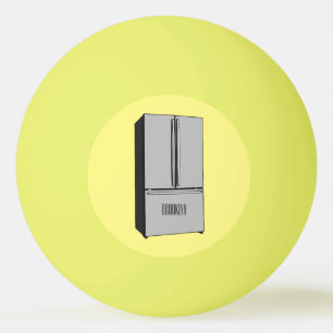 ドアフランスの冷蔵庫の漫画イラストレーション 卓球ボール