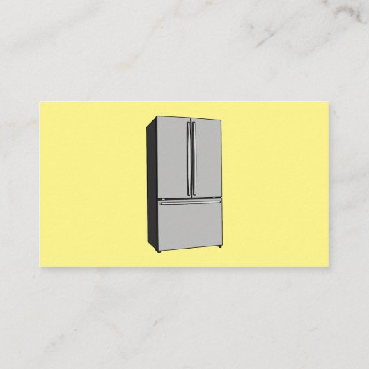 ドアフランスの冷蔵庫の漫画イラストレーション 名刺 (裏面)