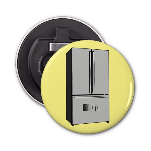 ドアフランスの冷蔵庫の漫画イラストレーション 栓抜き (正面)