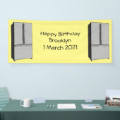 ドアフランスの冷蔵庫の漫画イラストレーション 横断幕 (トレードショー)