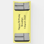 ドアフランスの冷蔵庫の漫画イラストレーション 横断幕 (縦)