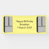 ドアフランスの冷蔵庫の漫画イラストレーション 横断幕 (横)