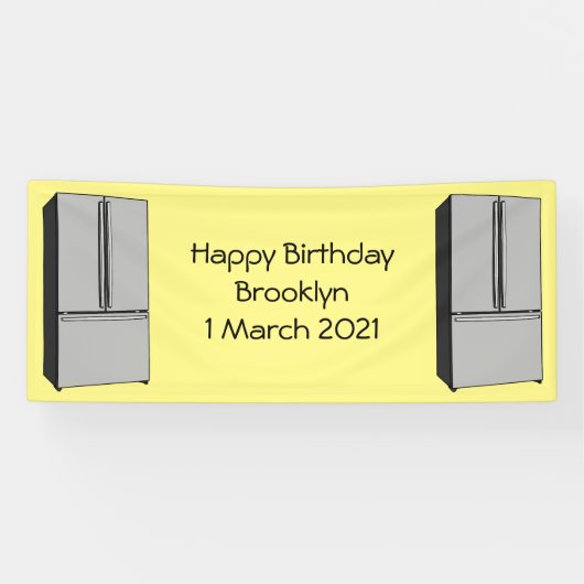 ドアフランスの冷蔵庫の漫画イラストレーション 横断幕 (横)