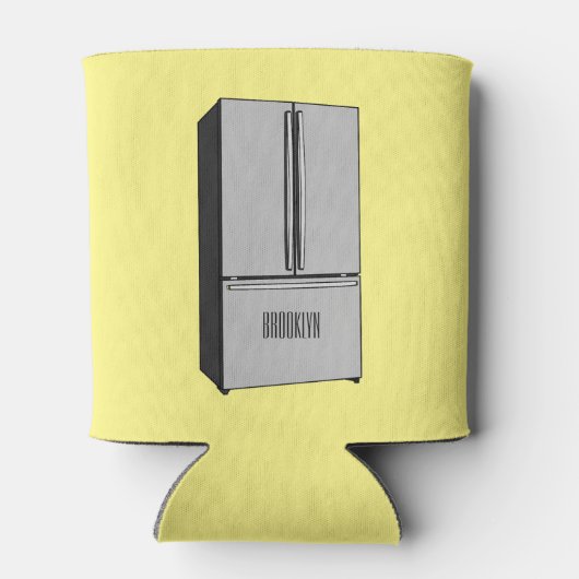 ドアフランスの冷蔵庫の漫画イラストレーション 缶クーラー (裏面)