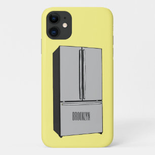 ドアフランスの冷蔵庫の漫画イラストレーション iPhone 11 ケース