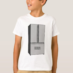 ドアフランスの冷蔵庫の漫画イラストレーション Tシャツ