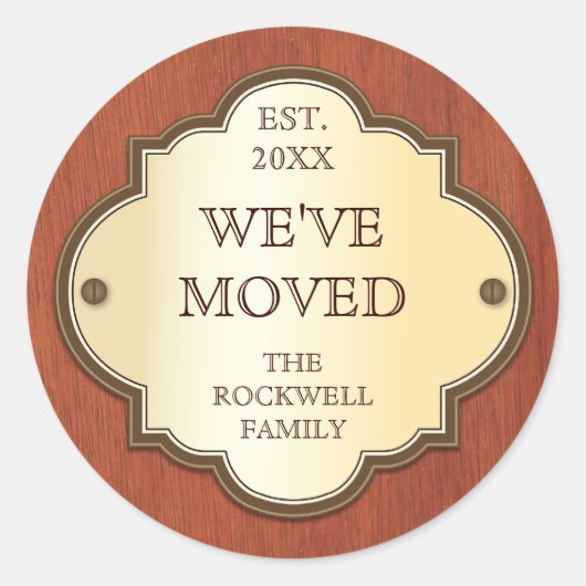 ドアプラーク移動告知ステッカー ラウンドシール (正面)