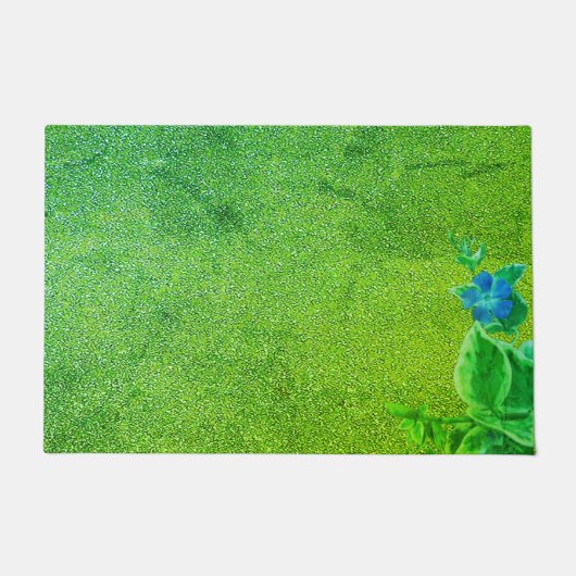 ドアマットかわいらしグリーン花スタイルデザイン ドアマット (正面)