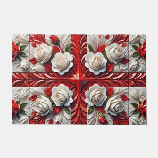 ドアマットと英語バラデザイン ドアマット (正面)