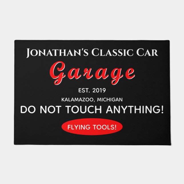 ドアマットホームカー整備士ガレージ飛んでいるツール ドアマット (正面)