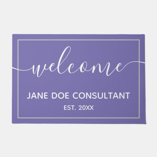 ドアマット - 個人名入り ウェルカム ペリウィンクル (正面)