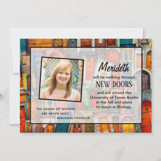 ドアモダン引用文2フォトハイスクール卒業 案内状 (裏面)