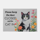 ドア保を閉めて猫を入れて下さい ドアマット (正面)