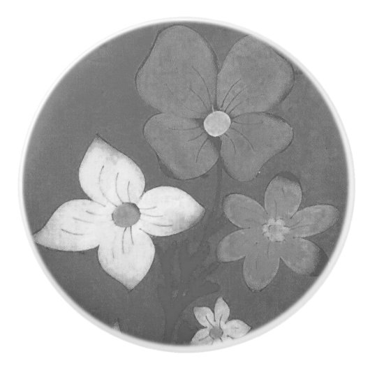 ドア引き花デザイン セラミックノブ (正面)