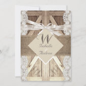 ドア素朴ーズ結婚ベージュレースウッドバーラップ書ズ 招待状 (正面)