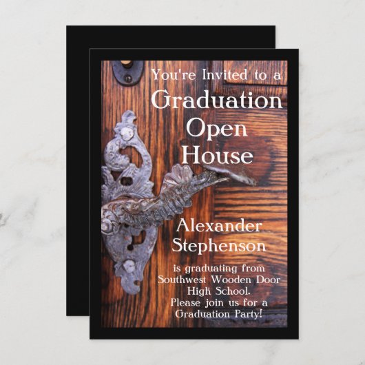 ドア素朴卒業パーティー招待状 招待状 (正面/裏面)