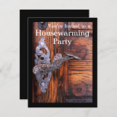 ドア素朴引っ越し祝いパーティーパーティの招待状 招待状 (正面/裏面)