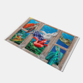 ドア装飾アイディアに泳ぐウミガメ ドアマット (アングル)