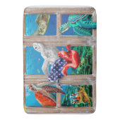 ドア装飾アイディアに泳ぐウミガメ バスマット (正面縦)