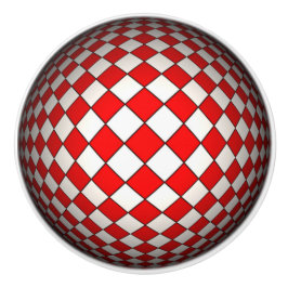 ドア赤と白市松模様にイのノブのプル セラミックノブ