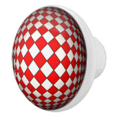 ドア赤と白市松模様にイのノブのプル セラミックノブ (右)