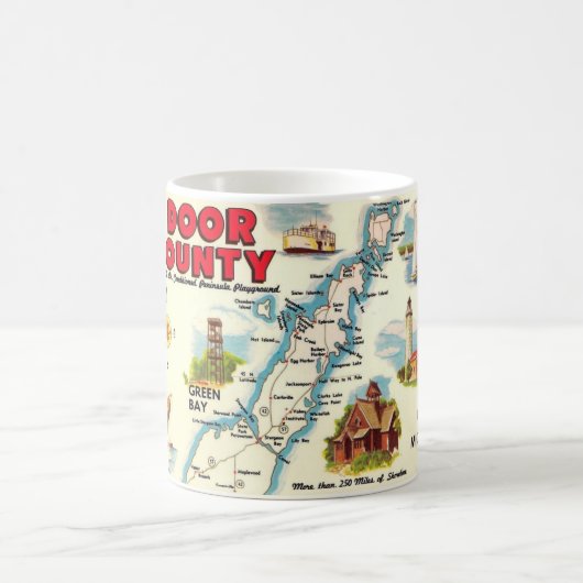 ドア郡のカラフルな地図のマグカップ コーヒーマグカップ (中央)