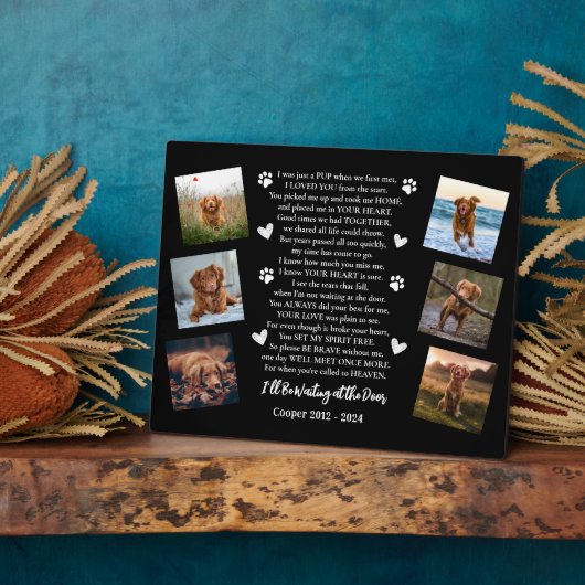ドア6写真犬メモリアルで待つ フォトプラーク (側面)