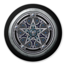 ドア・ノブ: 銀製の星形五角形 セラミックノブ