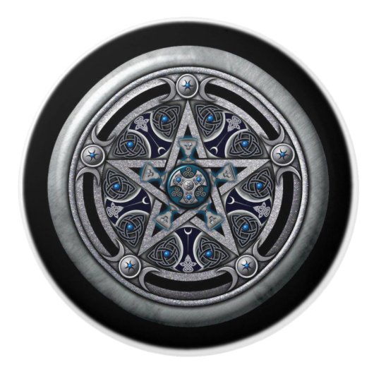 ドア・ノブ: 銀製の星形五角形 セラミックノブ (正面)