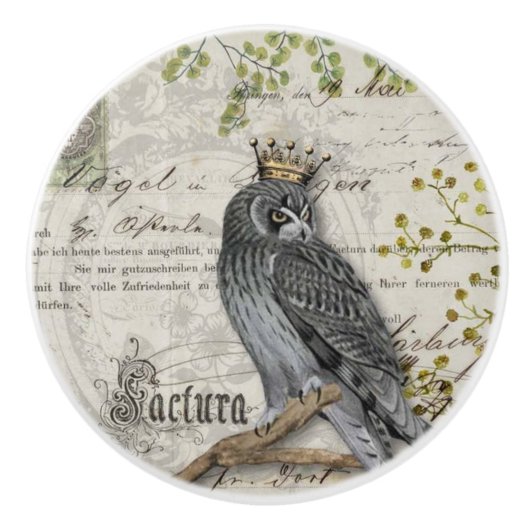 ドア/食器棚セラミックノブ – キング《鳥》ハヤブサ セラミックノブ (正面)