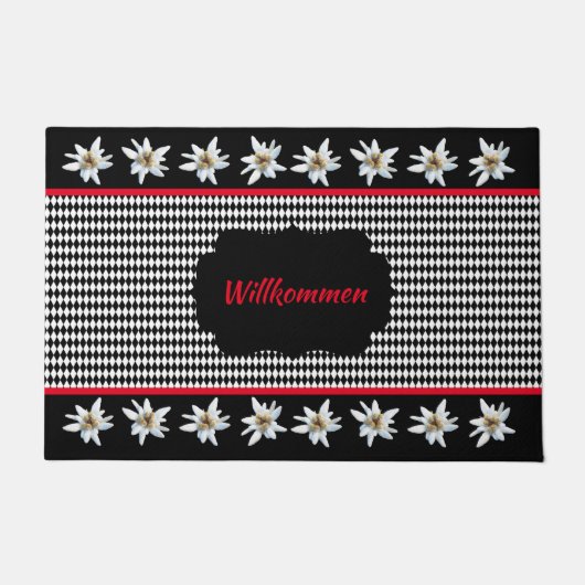 ドイインスパイアツ黒、エデルワイスドア ドアマット (正面)