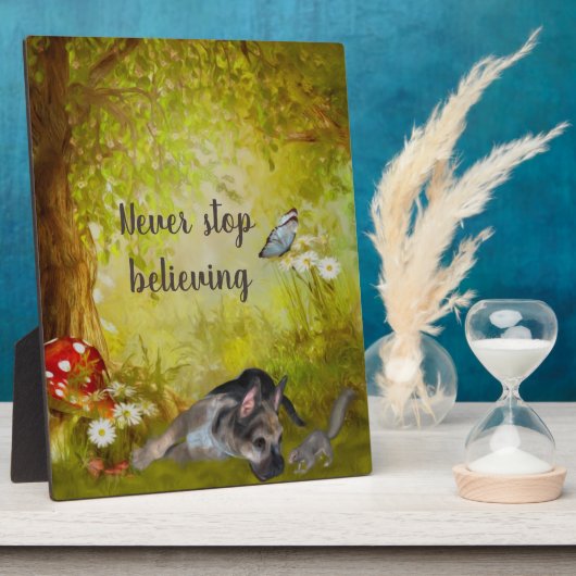 ドイストップ信じツの羊飼い犬 フォトプラーク (側面)