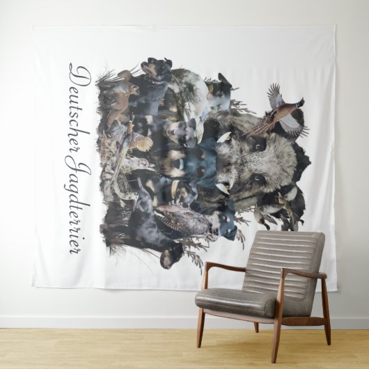 ドイチェジャグテリアスクエアウォールクロックコーヒームー タペストリー (インサイチュ(横))