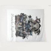 ドイチェジャグテリアスクエアウォールクロックコーヒームー タペストリー (正面(横))