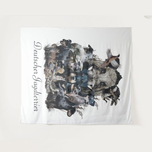 ドイチェジャグテリアスクエアウォールクロックコーヒームー タペストリー (正面(横))