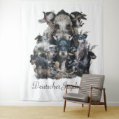 ドイチェジャグテリアスクエアウォールクロックコーヒームー タペストリー (インサイチュ)