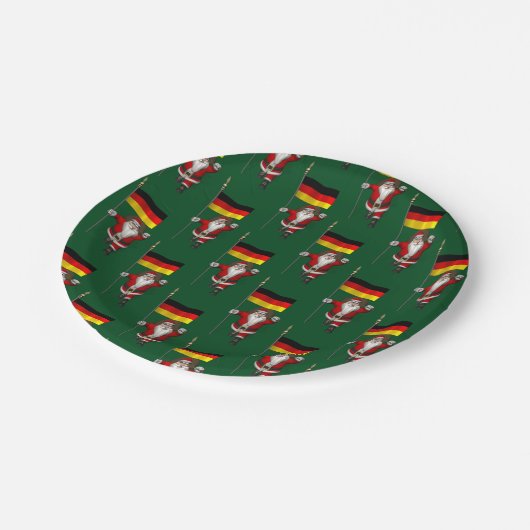 ドイツおもしろいの看板があるサンタクロース ペーパープレート (アングル)