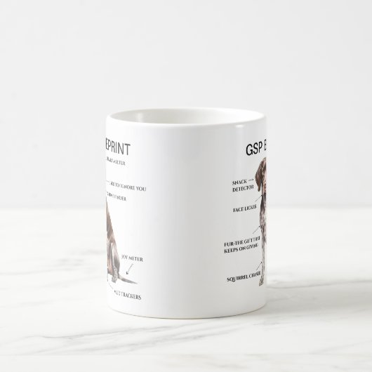 ドイツおもしろいの短いポインタの設計図 コーヒーマグカップ (中央)